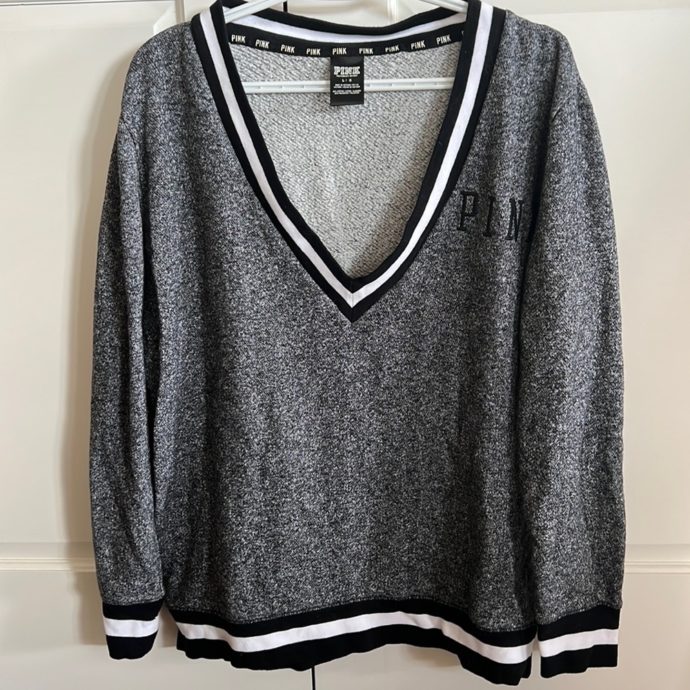PINK Victoria's Secret Gray V-Neck Sweater